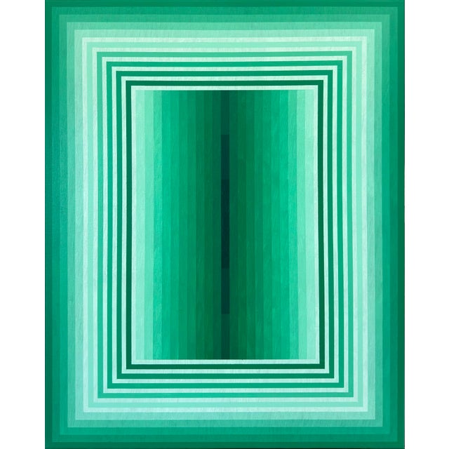 Contemporary Abstract Acrylic on Canvas "Extended Light (Emerald)" by Andy Harwood For Sale - Image 4 of 7