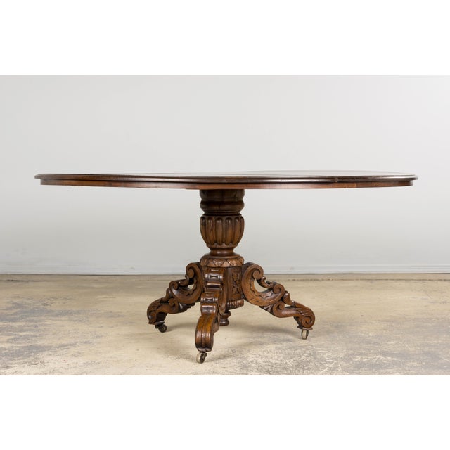 Brown 19th Century French Renaissance Revival Pedestal Center Table For Sale - Image 8 of 16