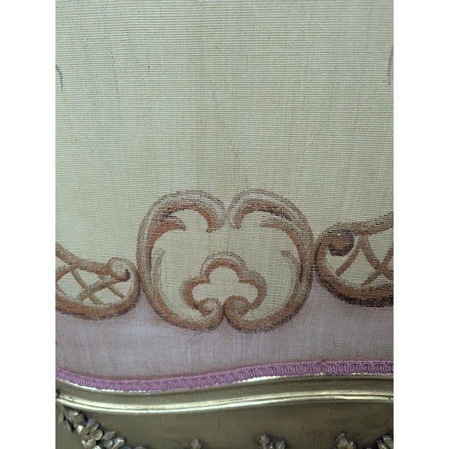 Antique Early 1800s French Louis XV Style Three-Panel Screen in Wood Frame With Floral Tapestry Panels For Sale - Image 11 of 14
