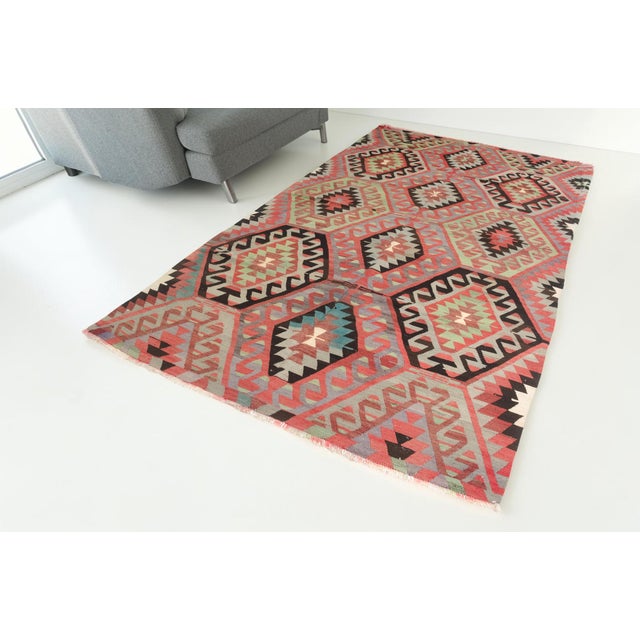 Peach Large Vintage Kilim Rug For Sale - Image 8 of 10