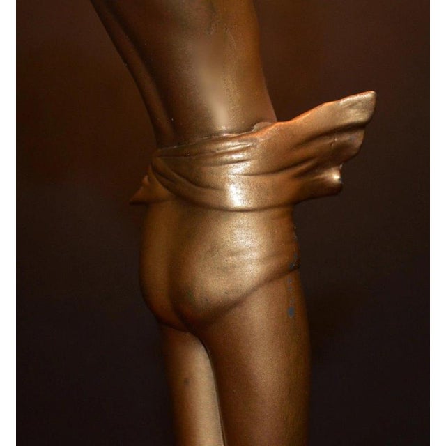 Art Deco French Bronze Dancer Table Lamp with Opaline Glass Globe, 1930s For Sale - Image 10 of 18