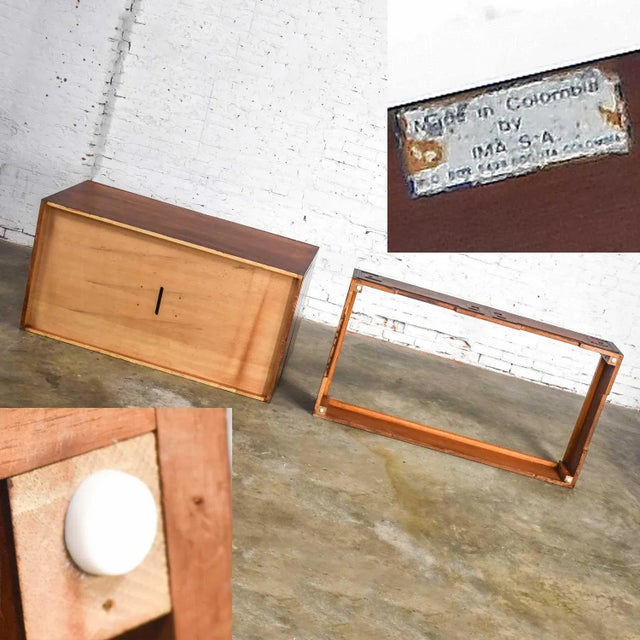 Brown Vintage MCM Art Deco Style Entry Desk or Dry Bar Mahogany by Ima s.a. Bogota, Colombia For Sale - Image 8 of 13