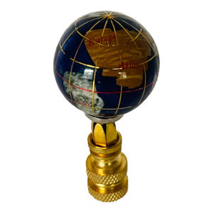 Vintage Semiprecious Stone Globe Brass Lamp Finial