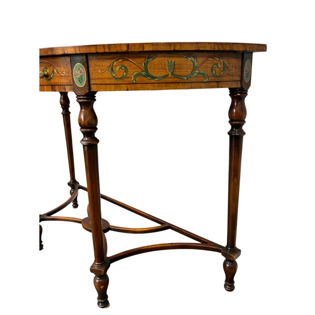 Late 20th Century Late 20th Century Neoclassical Adam Style Paint-Decorated Demilune Console Table With Drawers For Sale - Image 5 of 11