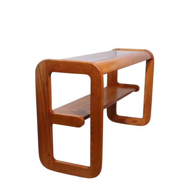 Mid 20th Century Mod Lou Hodges Oak and Glass Console Table For Sale In New York - Image 6 of 18