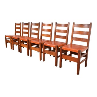 Gustav Stickley Antique Mission Oak Arts & Crafts Dining Chairs, Set of Six For Sale
