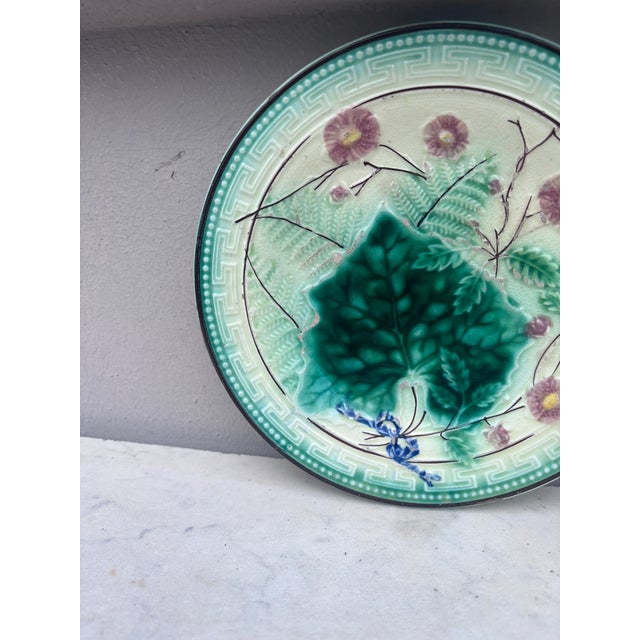 Rustic German Majolica Leaves & Ferns Plate, Circa 1890 For Sale - Image 3 of 5