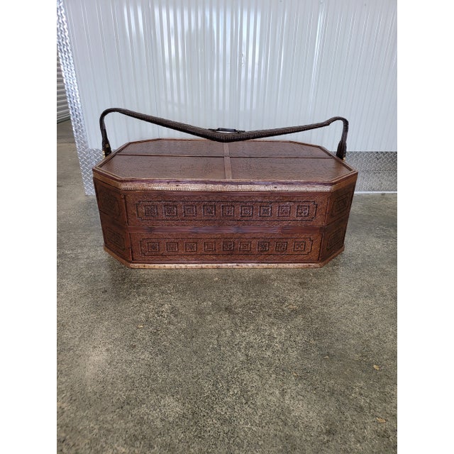 Enormous Vintage Maitland Smith Chinese Woven Basket Coffee Table For Sale - Image 12 of 12