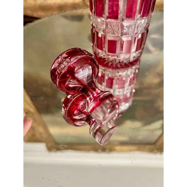 Late 19th Century Antique Baccarat Cranberry Cut Crystal Perfume Bottle For Sale - Image 5 of 6