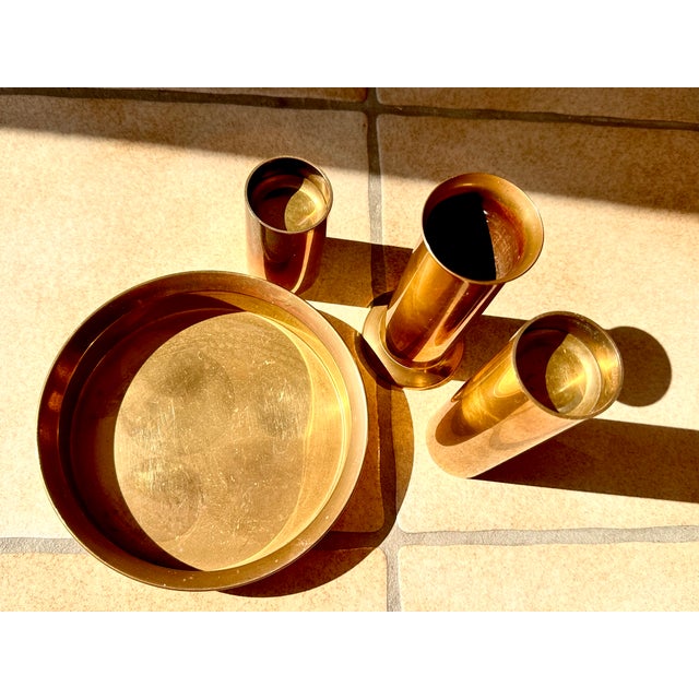 Scandinavian Modern Candleholders with Vase & Tray in Brass from Ekte Norsk Odel, Norway, 1960s, Set of 4 For Sale - Image 11 of 15
