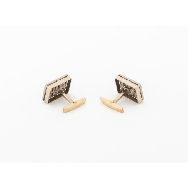 Metal 18k White Gold and Diamond Cufflinks For Sale - Image 7 of 10