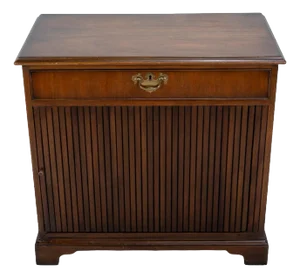1970s Vintage Kittinger Mahogany Solicitors Filing Cabinet W/ Shutter Roll Door