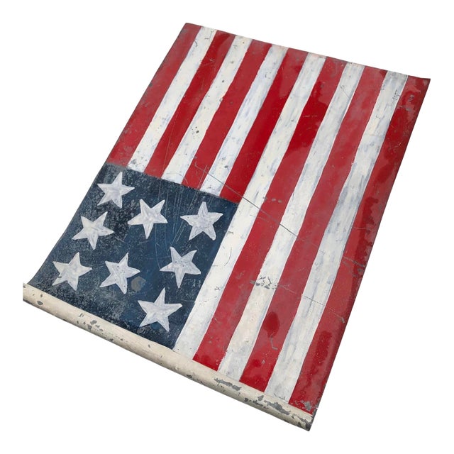 Antique Tin Americana Flag Tray or Wall Art Chairish