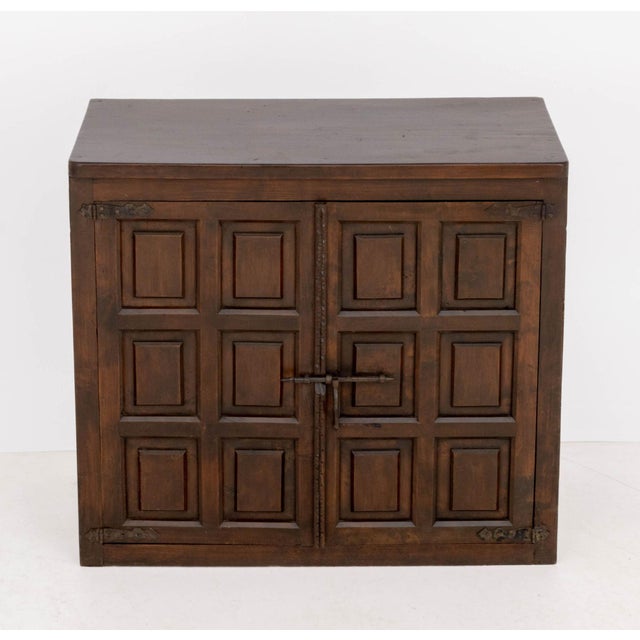 Spanish Colonial Oak Two-Door Cabinet, 18th century, with wrought iron lock opening to four short open shelves above one...