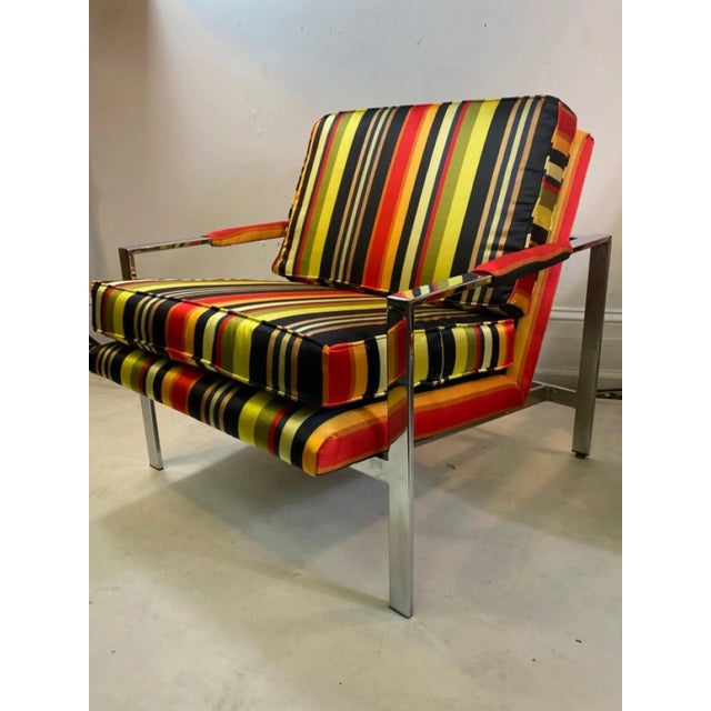 1970s 1970s Milo Baughman Chairs in Striped Fabric - A Pair For Sale - Image 5 of 10
