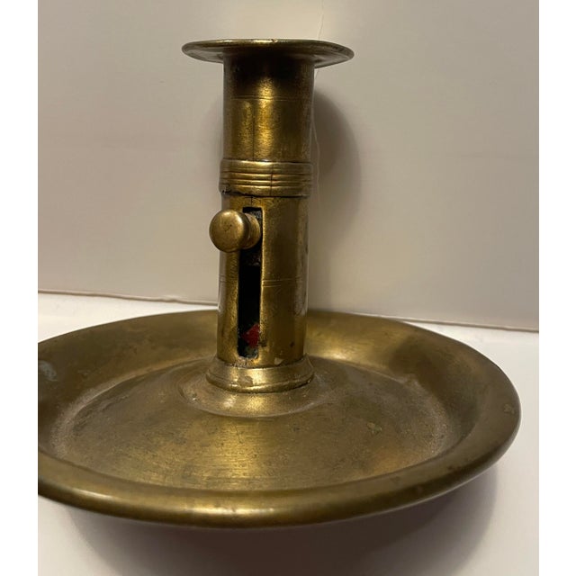 Metal Antique English Brass Chamberstick For Sale - Image 7 of 8