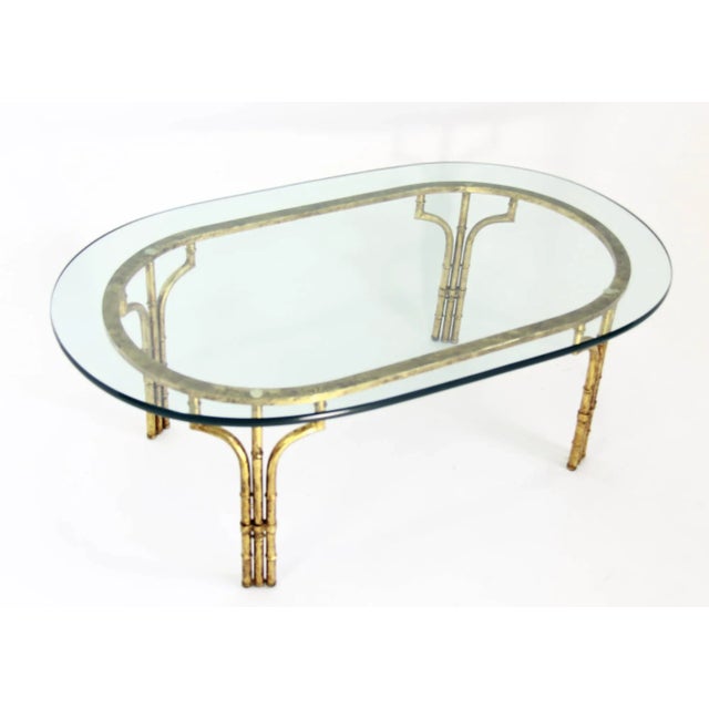 1970s 1970s Hollywood Regency Faux Bamboo Oval Cocktail Table For Sale - Image 5 of 13