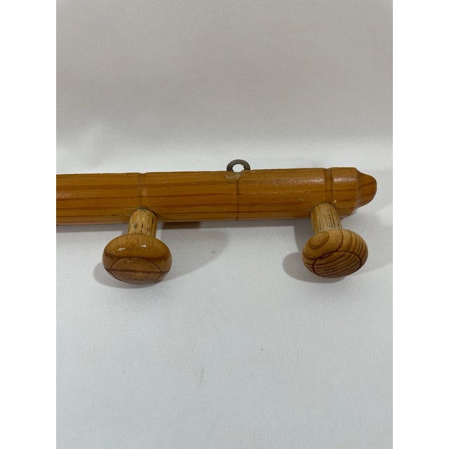 Vintage French Faux Bamboo Wooden 4 Peg Coat Hat Rack For Sale - Image 11 of 18