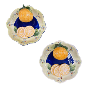 Vintage Bella Casa Ganz Trompe l'Oeil Decorative Orange Wall Plates - Set of 2
