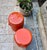 Orange Mid Century Orange Ceramic Garden Stools With Floral Medallions & Lion Head Handles For Sale - Image 8 of 12
