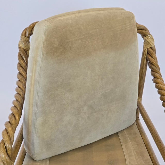 1980s Coastal/Boho/Organic Modern "McGuire Furniture Co." Twisted Rattan Lounge Chair For Sale - Image 10 of 11