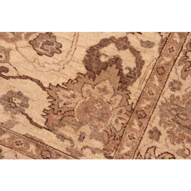 1990s Classic Ziegler Beige Brown Hand-Knotted Wool Rug - 6'2'' X 9'1'' For Sale - Image 5 of 8