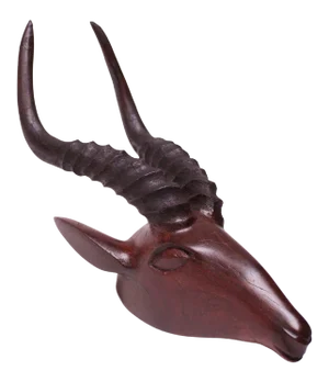 Wall-Mounted Hand-Carved Wooden Antelope Head