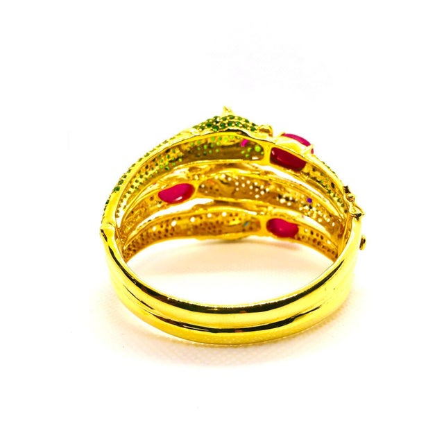 Bochic "Capri" Vintage Ruby, Sapphire, Tsavorite & Garant Bangle Set In 18K Gold For Sale In New York - Image 6 of 18