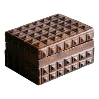 Brutalist Wooden Box, 1950s For Sale