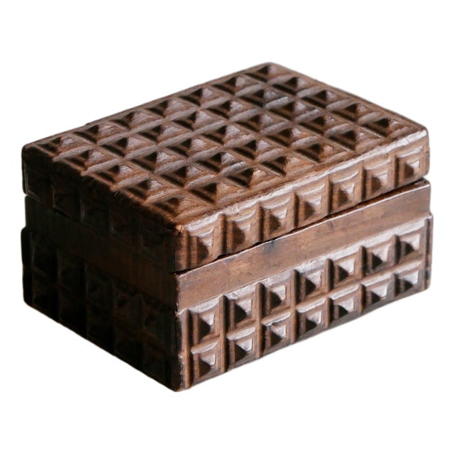 Brutalist Wooden Box, 1950s For Sale