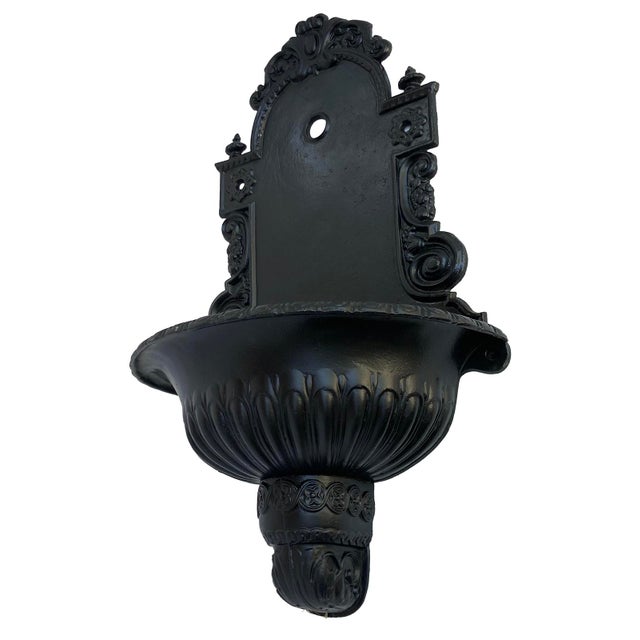 Early 20th Century Vintage Cast Aluminum Black Wall Planter For Sale - Image 5 of 10