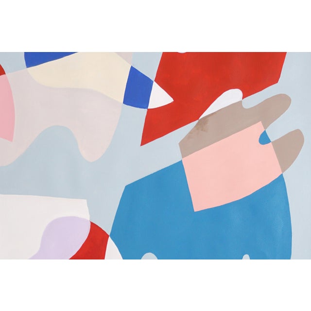 2025, Abstract Memphis Floating Shapes, Shattered Tiles, Large Diptych in Red and Blue, Acrylic Painting on Watercolor Paper by Ryan Rivadeneyra For Sale - Image 9 of 9