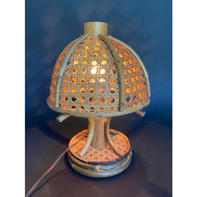 Vintage Sculptural Bamboo Table Lamp by Louis Sognot, France, 1960s For Sale - Image 6 of 9
