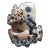 Chinese Carved Soapstone Foo Dog Sculpture Double Brush Pot Inkwell Vase For Sale