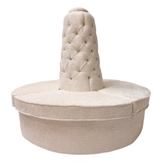 Hollywood Regency Round Banquet Settee in Bouclé, 1980s For Sale