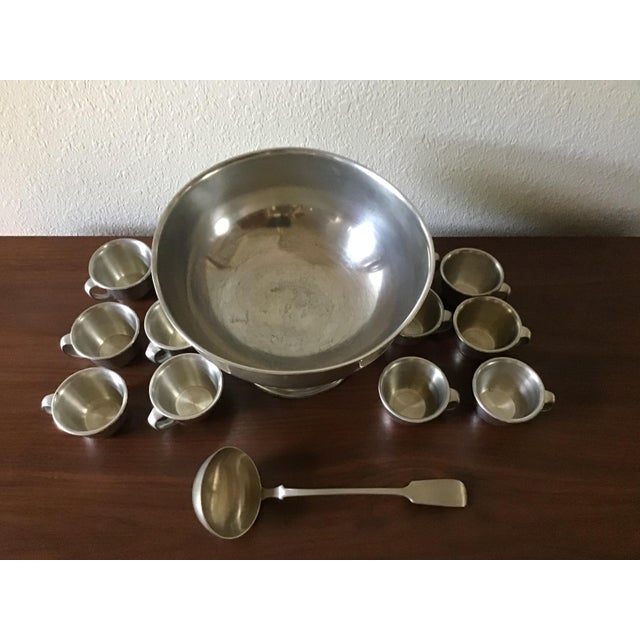 Vintage Woodbury Pewterers Punch Bowl Set, Pewter Punch Bowl Set 14