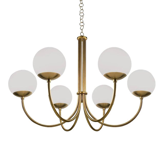 Brushed Brass With Matt Opal Glass Oxford Ceiling Light For Sale