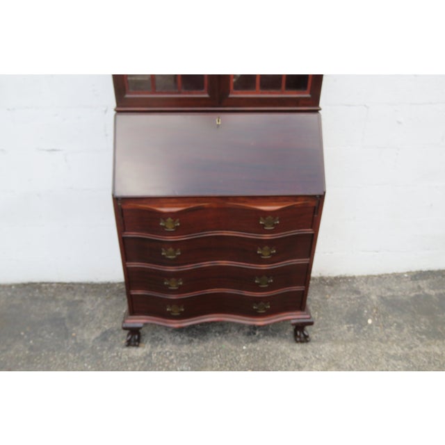 Brown Mahogany Ball and Claw Feet Tall Secretary Desk 5891 For Sale - Image 8 of 12