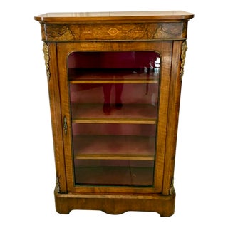 Antique Victorian Inlaid Burr Walnut Pier Cabinet, 1860 For Sale