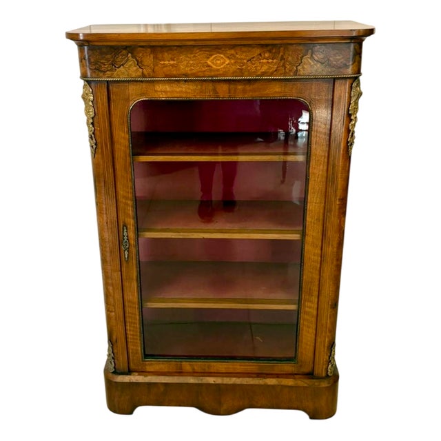 Antique Victorian Inlaid Burr Walnut Pier Cabinet, 1860 For Sale