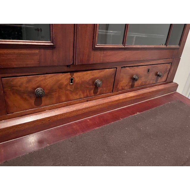 Antique Early 1900s Flame Mahogany Secretary With Bookcase For Sale - Image 12 of 18