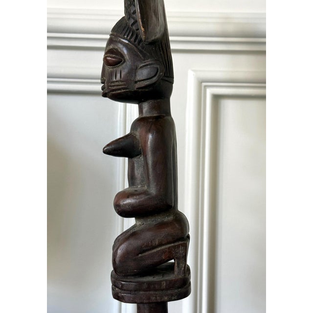 African Carved Female Statue Yoruba Ose Sango Staff For Sale - Image 13 of 14