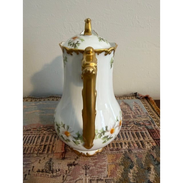 Antique T&v Limoges Hand-Painted Daisy Porcelain Ice Water Pitcher Early 1900s For Sale In Naples, FL - Image 6 of 11