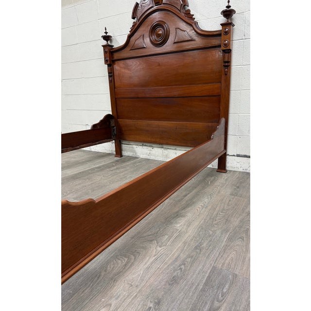 Antique Full Size Victorian Carved Walnut Bed For Sale - Image 13 of 18