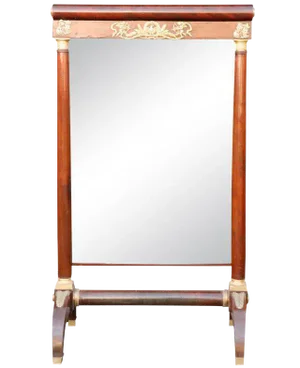 19th C. French Mahogany Empire Fire Screen Mirror
