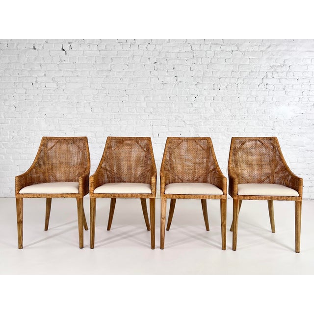 Wood and Rattan Bar Stools, Set of 4 For Sale - Image 15 of 15