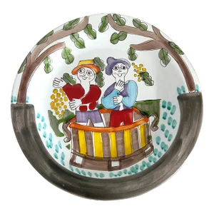 Italian Desimone Hand Painted Pottery Round Decor Plate