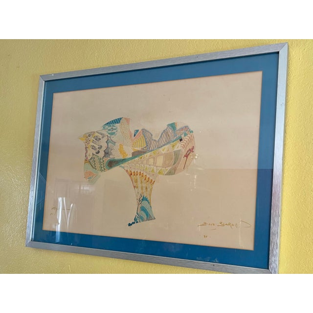 1980s Original Framed Abstract Art by Israeli Singer Boaz Sharabi For Sale - Image 9 of 10