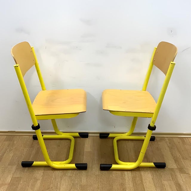 Wood Chairs in Metal & Veneer, 1980s, Set of 2 For Sale - Image 7 of 9
