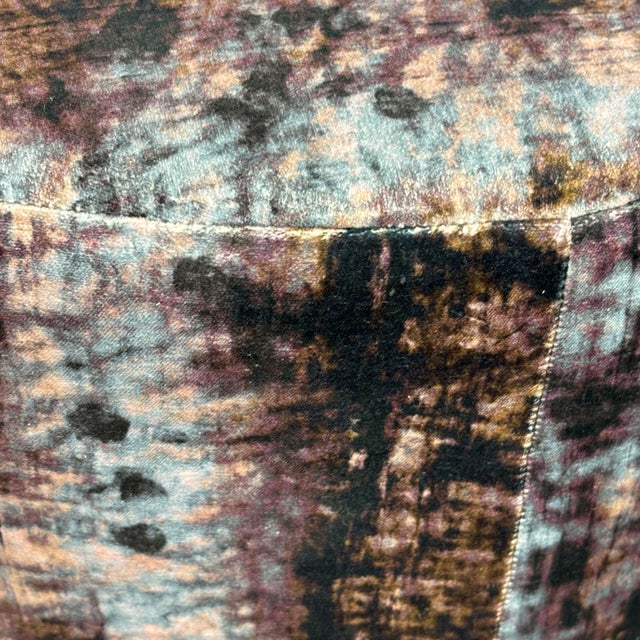 Round Ottoman Footstool Made in Usa Designer Abstract Fabric Accent Stool 21"x17 For Sale - Image 4 of 8